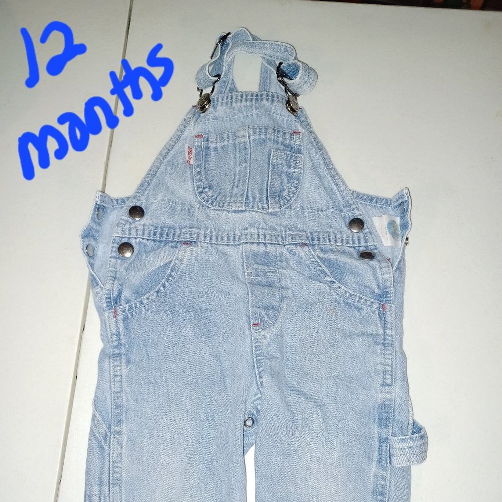Little boys infant/toddler denim overalls, carpenter style, size 12 months